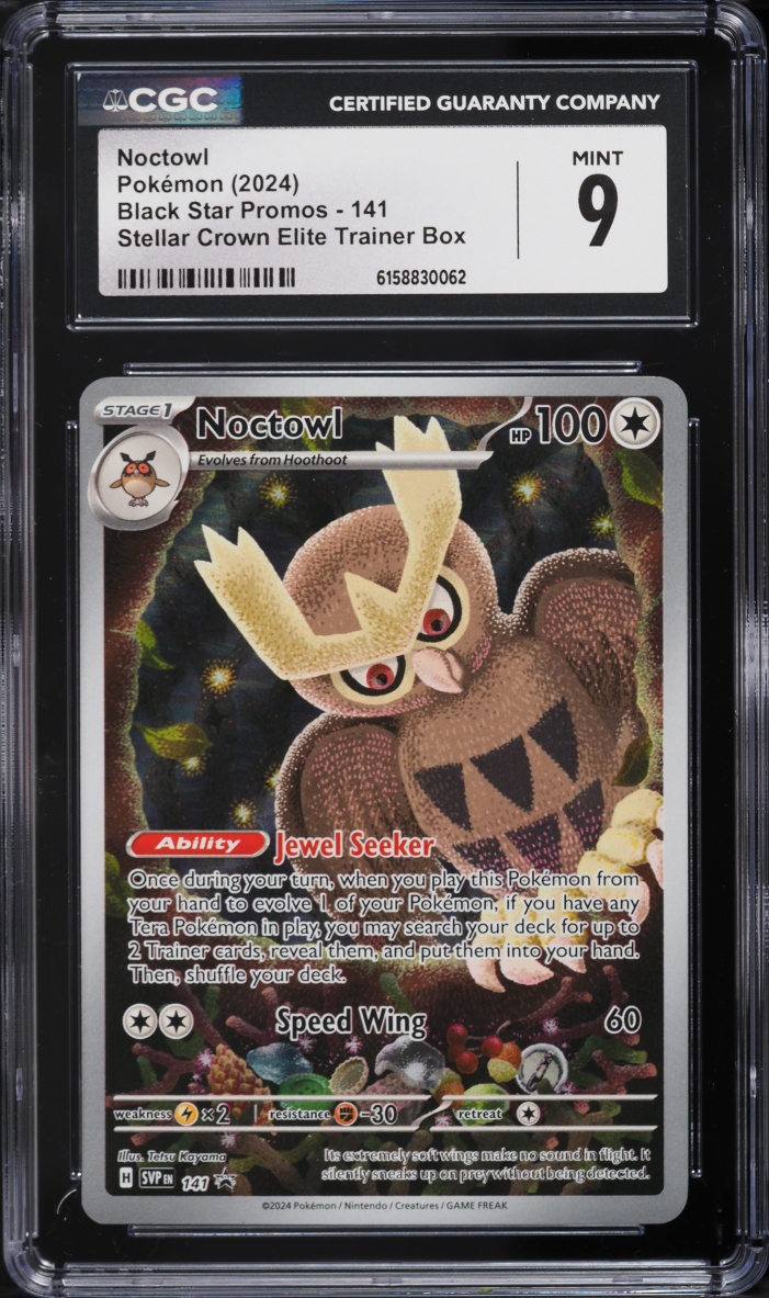 2024 Pokemon Scarlet & Violet Promo Stellar Crown ETB Alt Art Noctowl #141 CGC 9 MINT