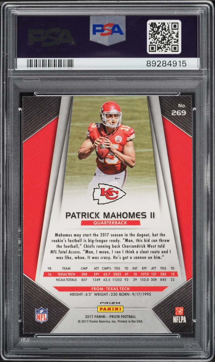 2017 Panini Prizm Silver Patrick Mahomes II ROOKIE #269 PSA 10 GEM MINT