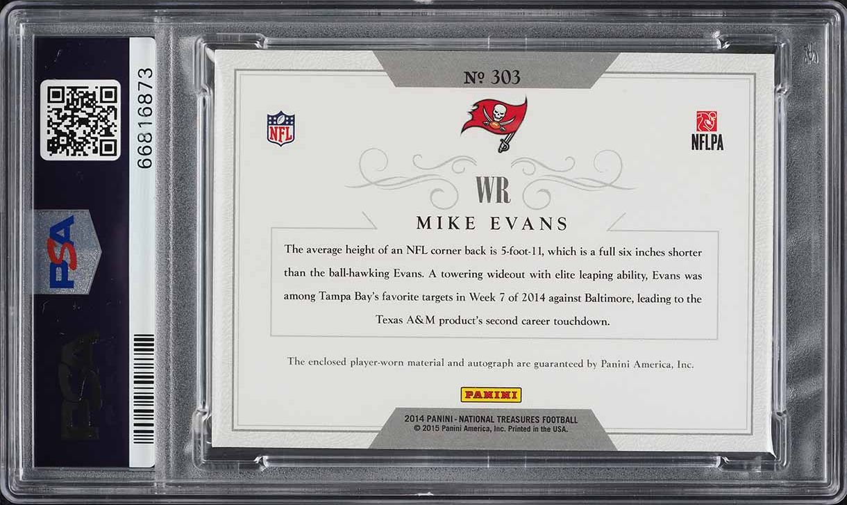 2014 National Treasures Century Mike Evans ROOKIE PATCH AUTO /99 #303 PSA 10 GEM MINT