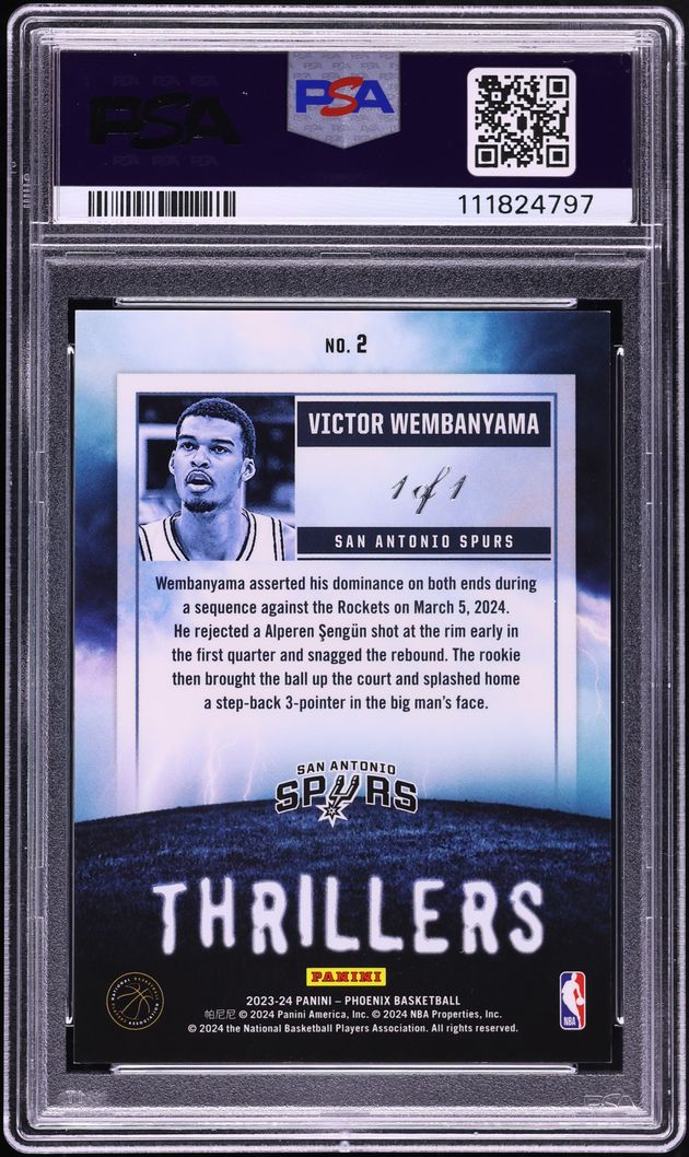 2023 Panini Phoenix Thrillers Gold Vinyl Victor Wembanyama ROOKIE 1/1 #2 PSA 9 MINT - Photo 2