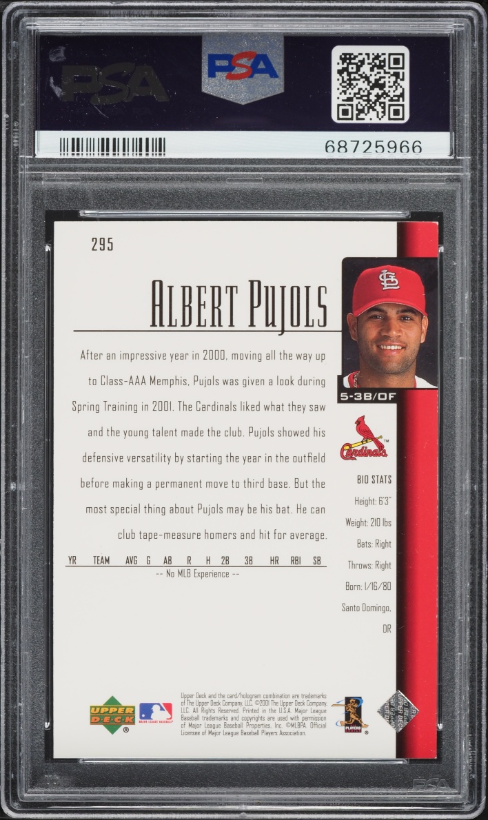 2001 Upper Deck Albert Pujols ROOKIE #295 PSA 9 MINT