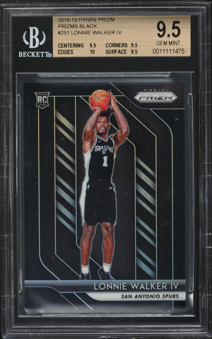 2018 Panini Prizm Black Lonnie Walker IV ROOKIE 1/1 #251 BGS 9.5 GEM MINT