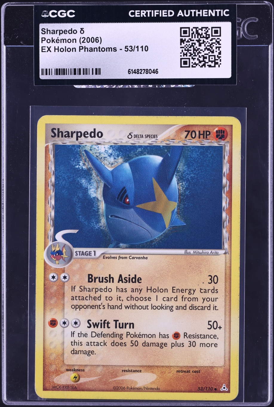 2006 Pokemon Ex Holon Phantoms Sharpedo #53 CGC AUTH