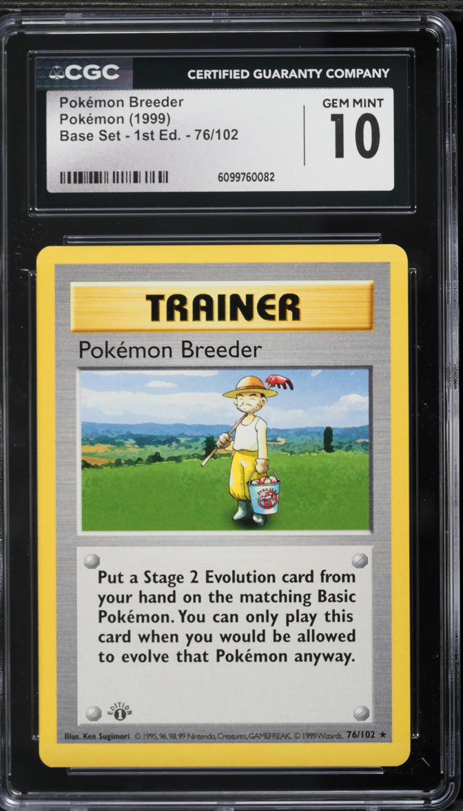 1999 Pokemon Base Set Shadowless 1st Edition Breeder #76 CGC 10 GEM MINT