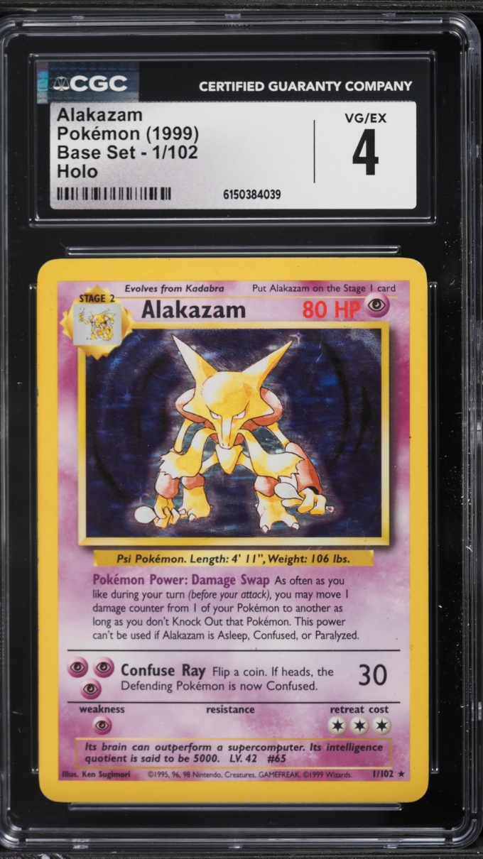 1999 Pokemon Base Set Holo Alakazam #1 CGC 4 VGEX