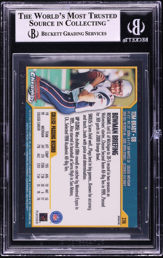 2000 Bowman Chrome Refractor Tom Brady ROOKIE #236 BGS 8.5 NM-MT+