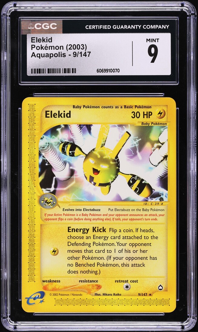 2003 Pokemon Aquapolis Elekid #9 CGC 9 MINT