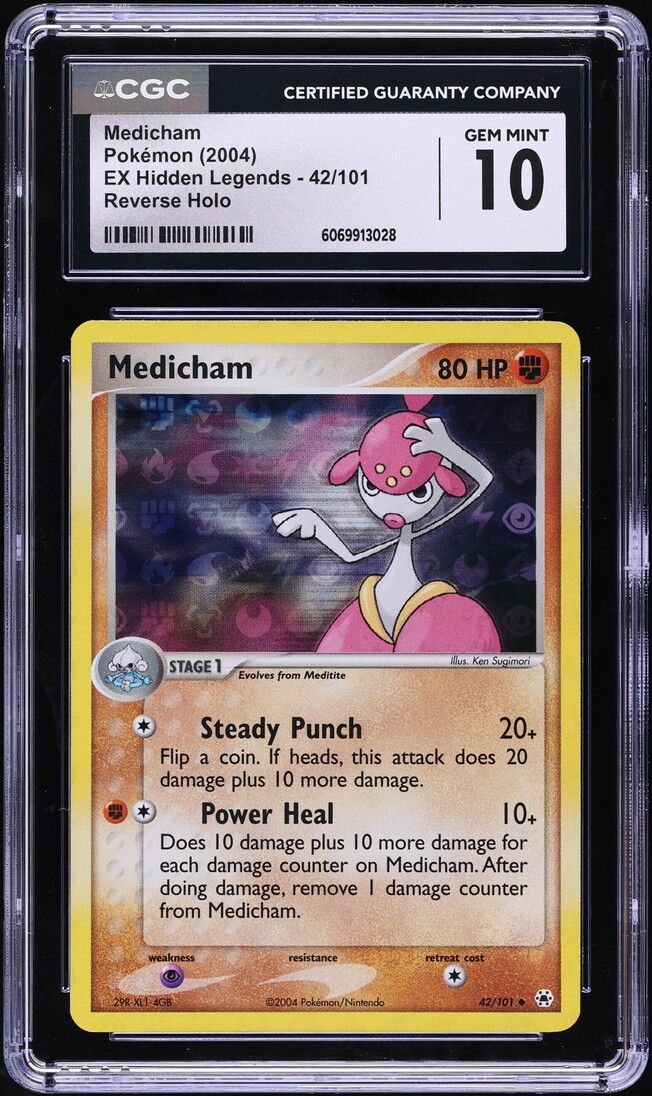 2004 Pokemon EX Hidden Legends Reverse Holo Medicham #42 CGC 10 GEM MINT