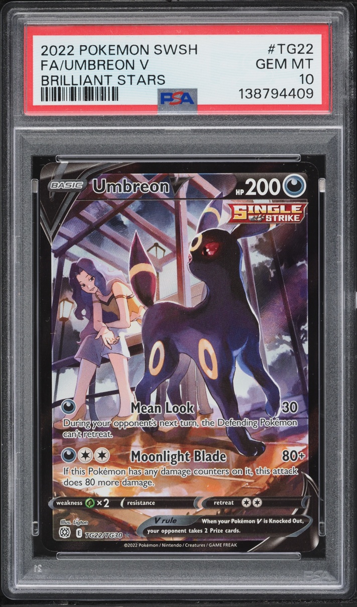 2022 Pokemon Sword & Shield Brilliant Stars Trainer Gallery CHR Umbreon V #TG22 PSA 10 GEM MINT