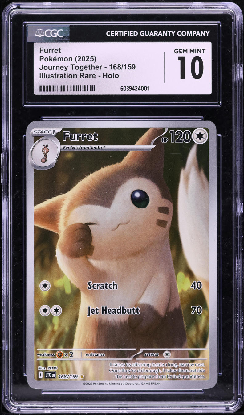 2025 Pokemon Journey Together Illustration Rare Holo Furret #168 CGC 10 GEM MINT - Main Image