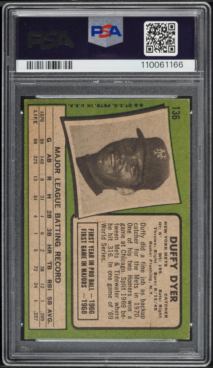 1971 Topps Duffy Dyer #136 PSA 5 EX