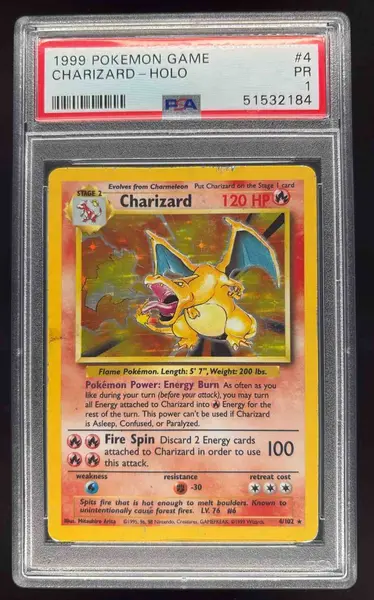 1999 Pokemon Set Unlimited #4/102 Charizard Rare Holo PSA 1