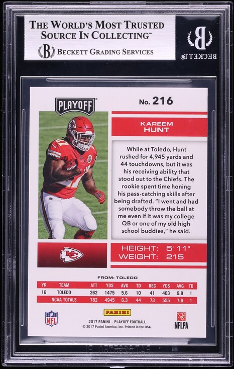 2017 Panini Playoff 3rd Down Kareem Hunt ROOKIE /25 #216 BGS 9 MINT