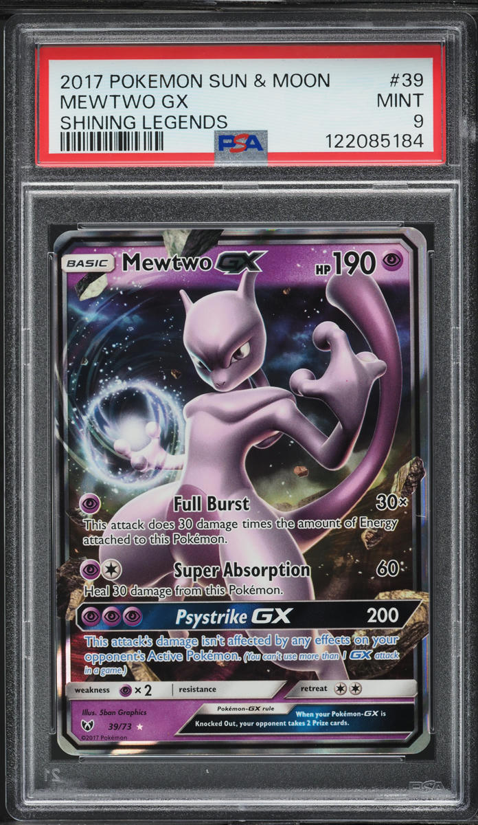 2017 Pokemon Sun & Moon Shining Legends Mewtwo GX #39 PSA 9 MINT