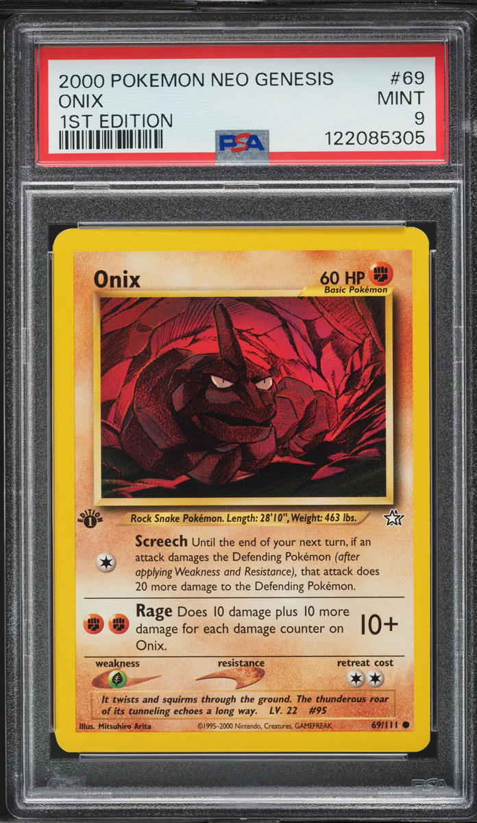 2000 Pokemon Neo Genesis 1st Edition Onix #69 PSA 9 MINT