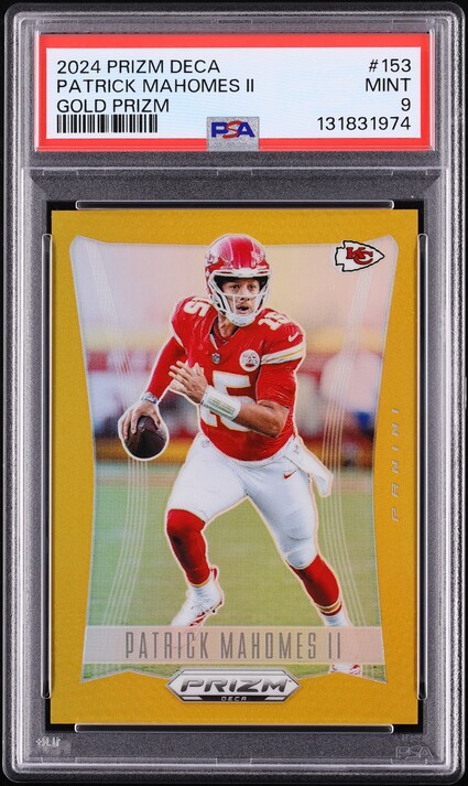 2024 Panini Prizm Deca Gold Patrick Mahomes II /10 #153 PSA 9 MINT - Photo 1