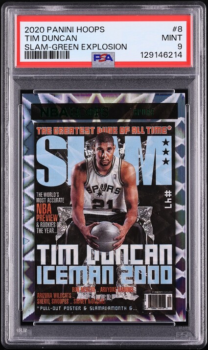 2020 Hoops Slam Green Explosion Tim Duncan /89 #8 PSA 9 MINT - Photo 1