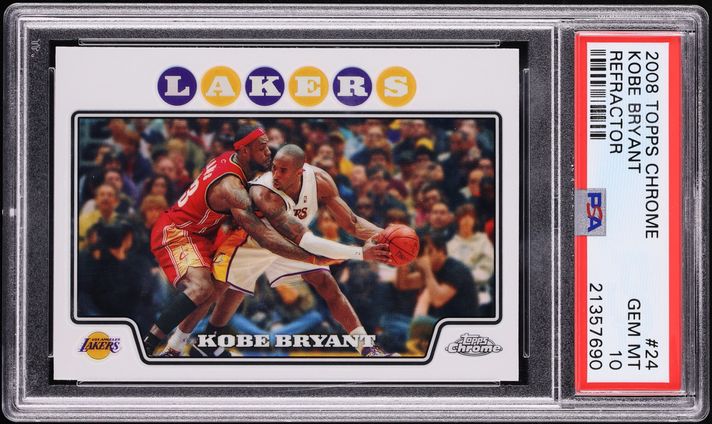 2008 Topps Chrome Refractor Kobe Bryant w/ LeBron James #24 PSA 10 GEM MINT - Photo 1