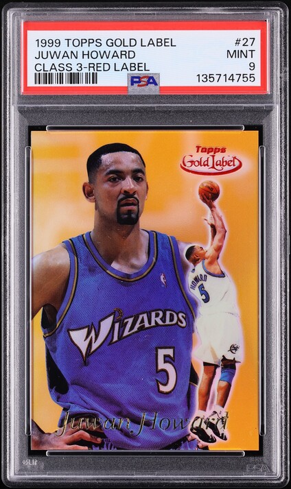 1999 Topps Gold Label Class 3 Red Juwan Howard /25 #27 PSA 9 MINT - Photo 1