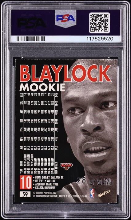 1998 Skybox Premium Star Rubies Mookie Blaylock /50 #59 PSA 7 NRMT - Photo 2