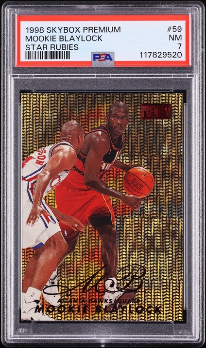 1998 Skybox Premium Star Rubies Mookie Blaylock /50 #59 PSA 7 NRMT - Photo 1