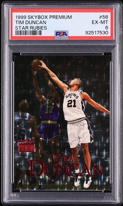 1999 Skybox Premium Star Rubies Tim Duncan /45 #56 PSA 6 EXMT - Photo 1