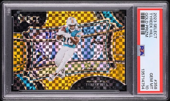 2023 Select Field Level Gold Prizm Tyreek Hill /10 #358 PSA 10 GEM MINT - Photo 1