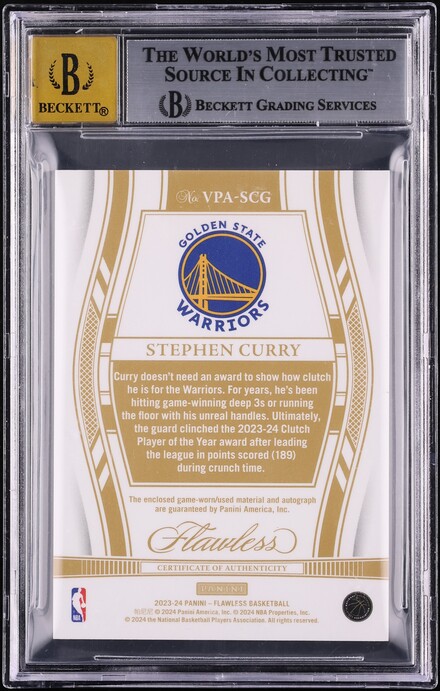 2023 Panini Flawless Ruby Stephen Curry PATCH AUTO /15 #VPA-SCG BGS 9 MINT - Photo 2