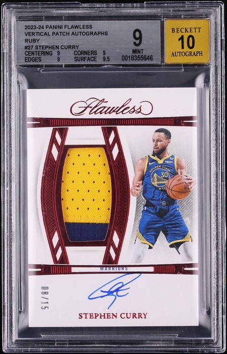 2023 Panini Flawless Ruby Stephen Curry PATCH AUTO /15 #VPA-SCG BGS 9 MINT - Photo 1
