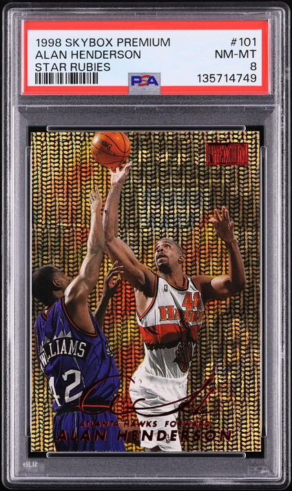 1998 Skybox Premium Star Rubies Alan Henderson /50 #101 PSA 8 NM-MT - Photo 1
