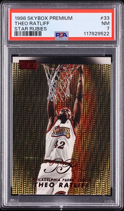 1998 Skybox Premium Star Rubies Theo Ratliff /50 #33 PSA 7 NRMT - Photo 1