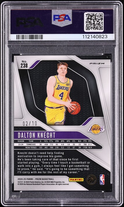 2024 Panini Prizm Gold Dalton Knecht ROOKIE /10 #238 PSA 9 MINT - Photo 2