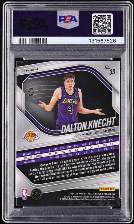 2024 Panini Prizm Black Gold Dalton Knecht ROOKIE JERSEY # 4/5 #33 PSA 10 GEM MINT - Photo 2
