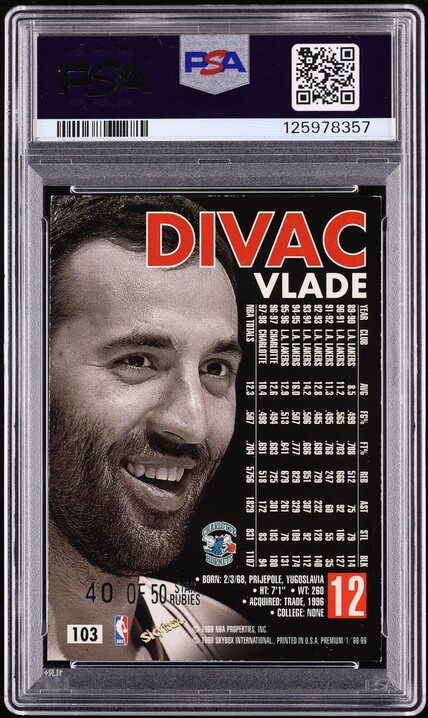 1998 Skybox Premium Star Rubies Vlade Divac /50 #103 PSA 5 EX - Photo 2