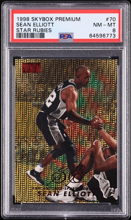 1998 Skybox Premium Star Rubies Sean Elliott /50 #70 PSA 8 NM-MT - Photo 1