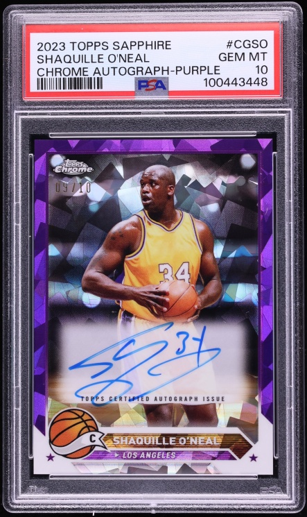 2023 Topps Chrome Sapphire Edition Purple Shaquille O'Neal AUTO /10 #CG-SO PSA 10 GEM MINT