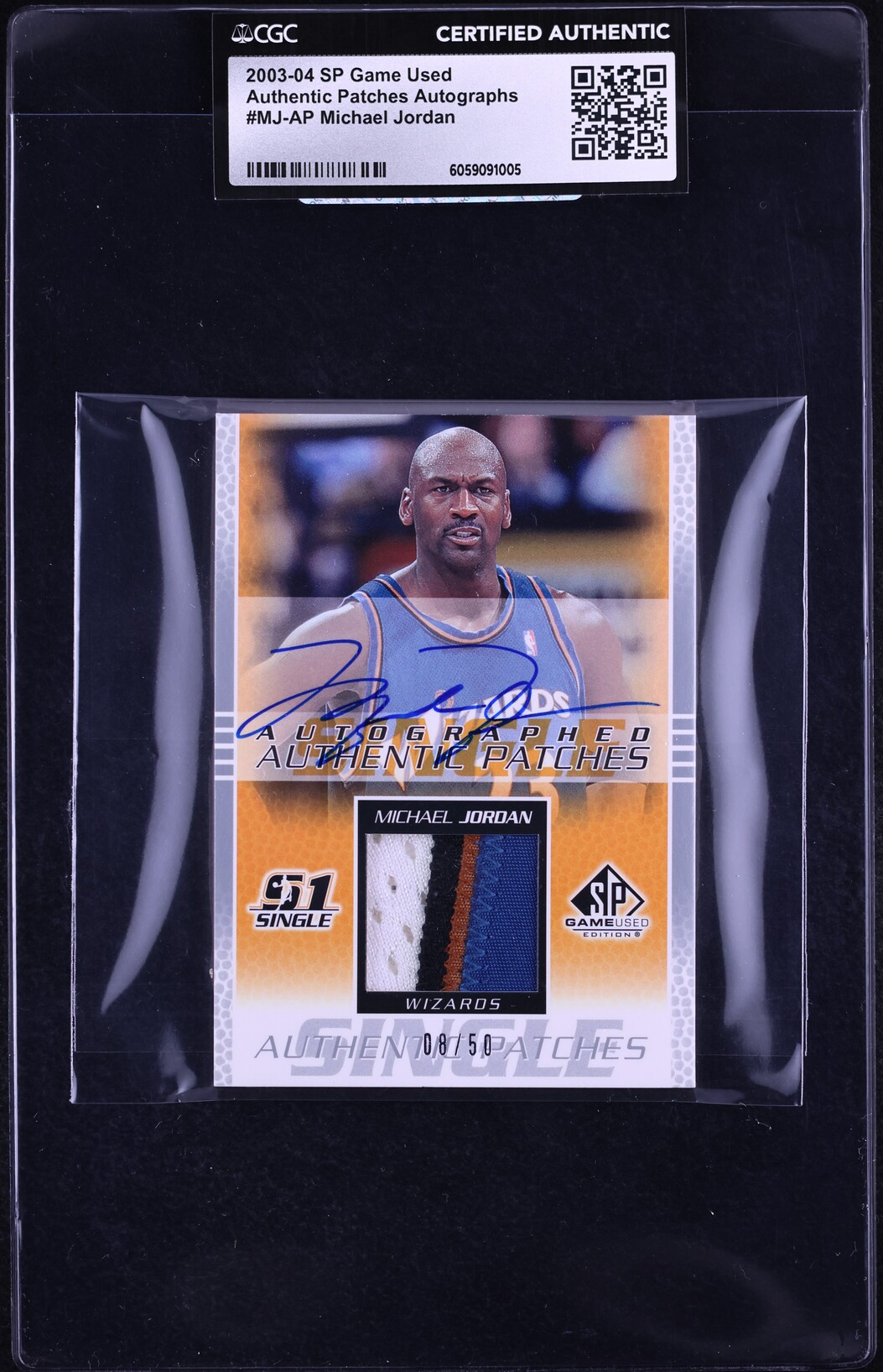 2003 SP Game Used Authentic Michael Jordan PATCH AUTO /50 #MJ-AP CGC AUTH