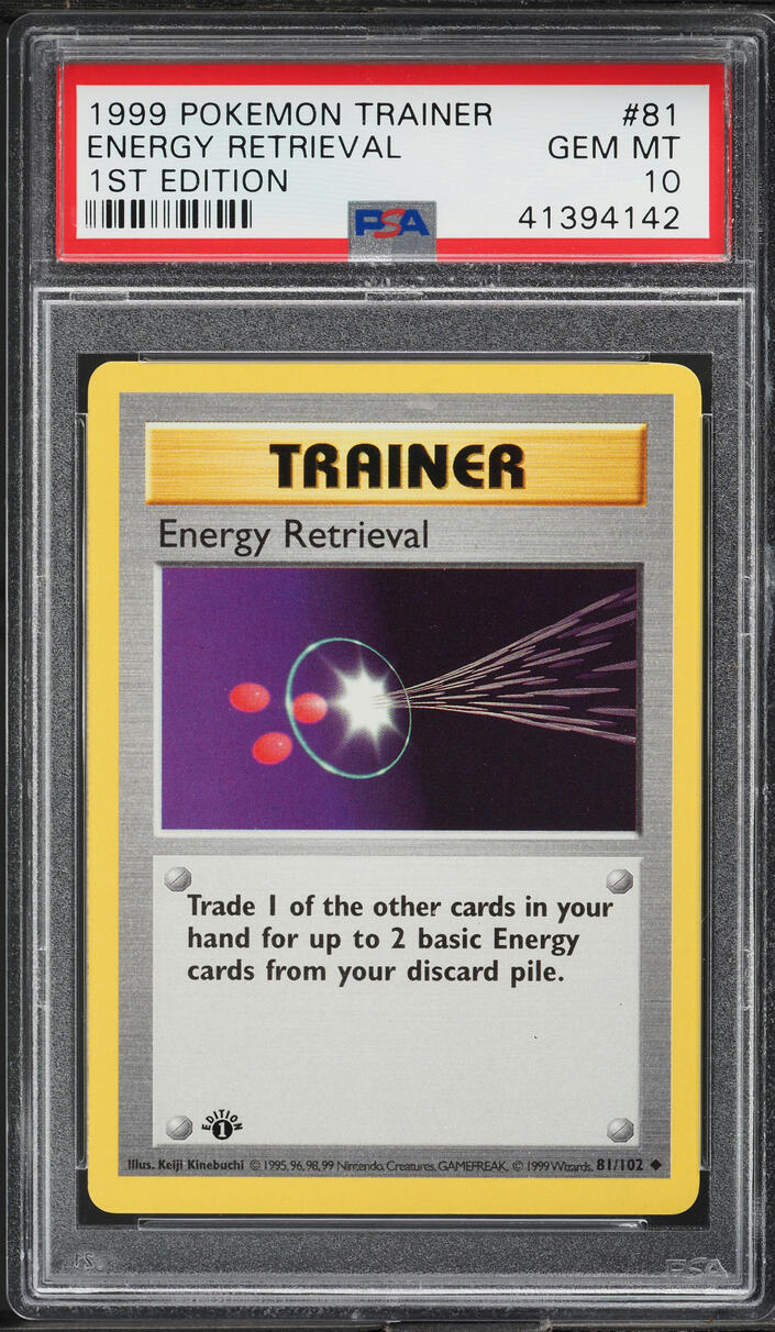 1999 Pokemon Base Set Shadowless 1st Edition Energy Retrieval #81 PSA 10 GEM