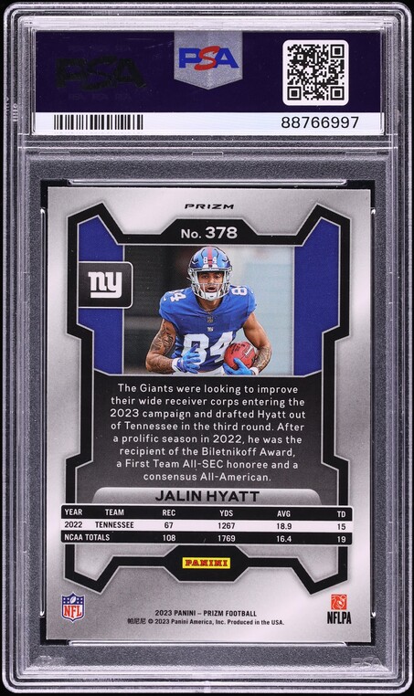 2023 Panini Prizm Black & White Checker Jalin Hyatt ROOKIE #378 PSA 10 GEM MINT