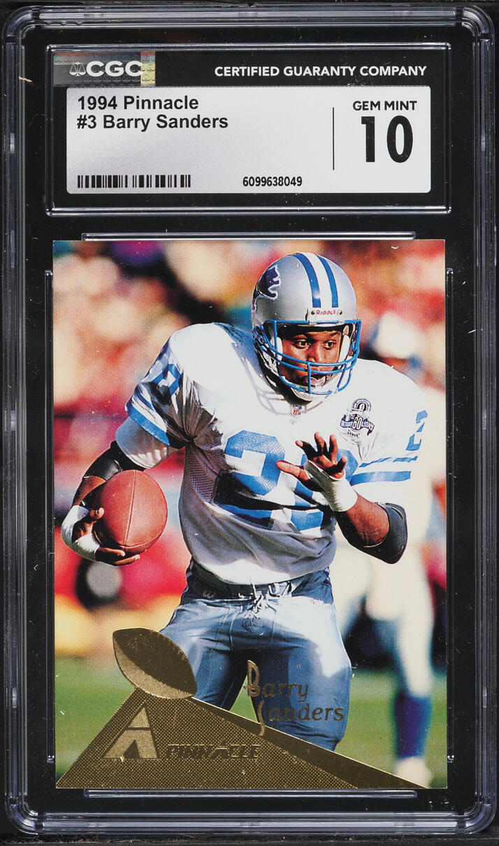1994 Pinnacle Football Barry Sanders #3 CGC 10 GEM MINT