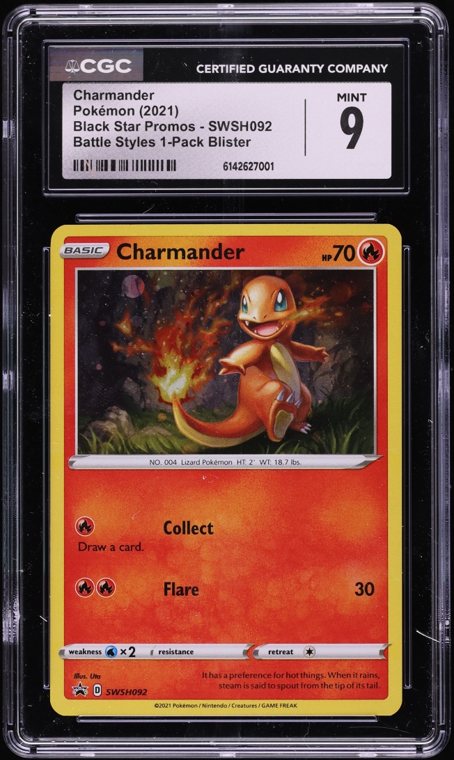 2021 Pokemon Sword & Shield Promo Battle Styles Holo Charmander #SWSH092 CGC 9 MINT