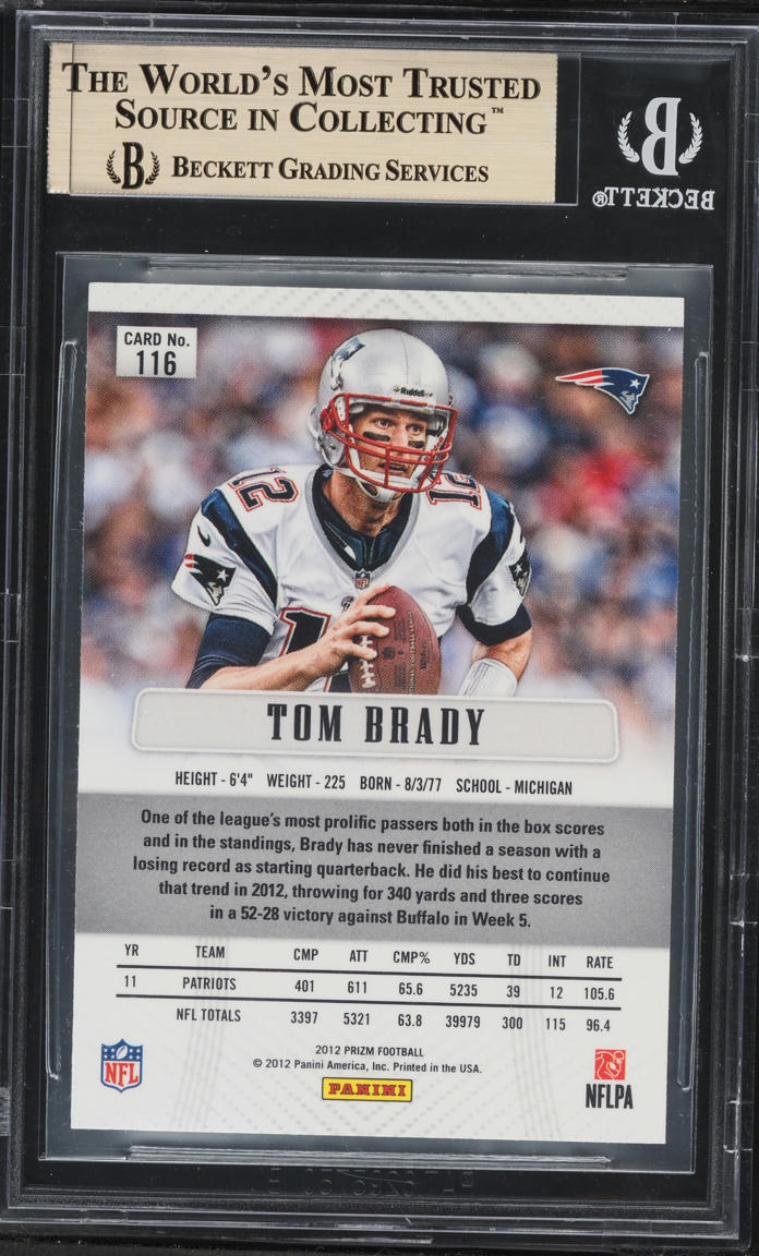 2012 Panini Prizm Tom Brady #116 BGS 10 PRISTINE