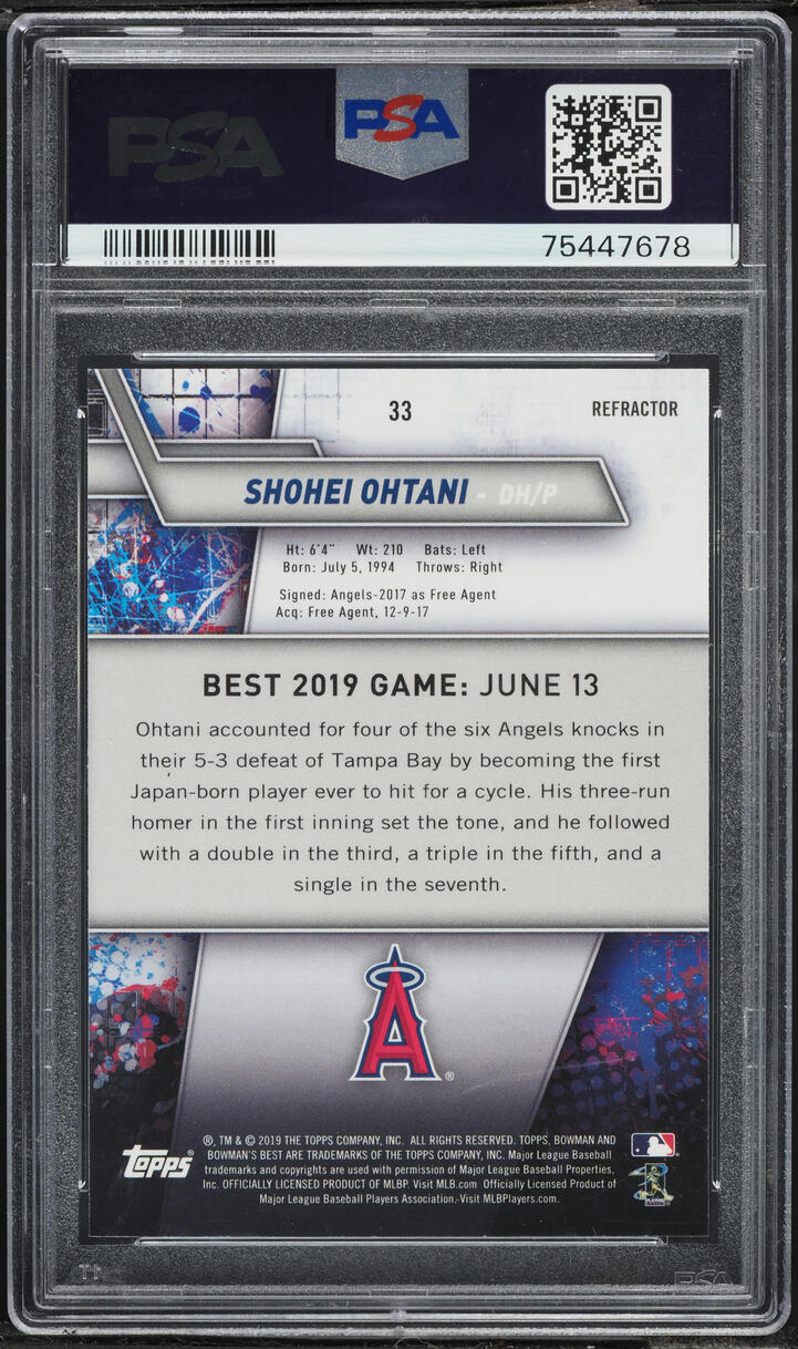 2019 Bowman's Best Refractor Shohei Ohtani #33 PSA 10 GEM MINT