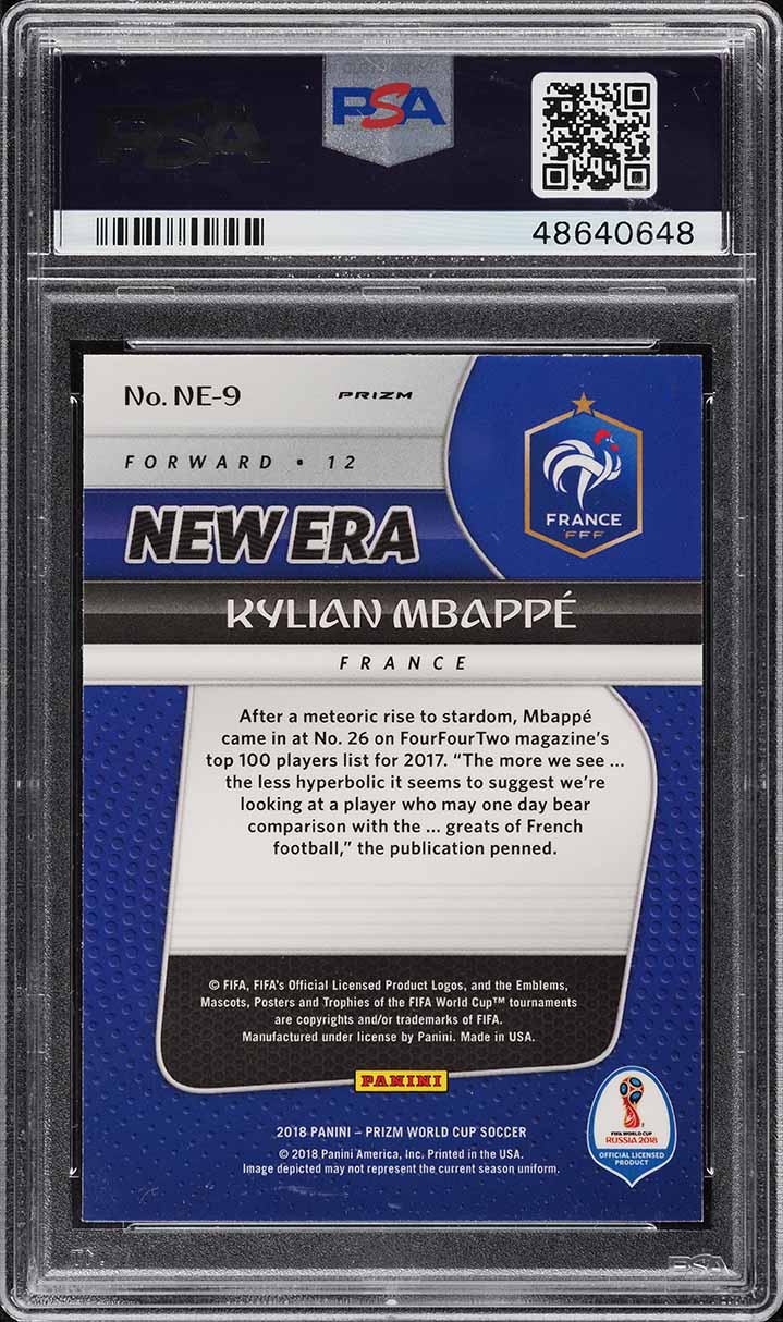 2018 Panini Prizm World Cup New Era Silver Kylian Mbappe ROOKIE #NE-9 PSA 10 GEM
