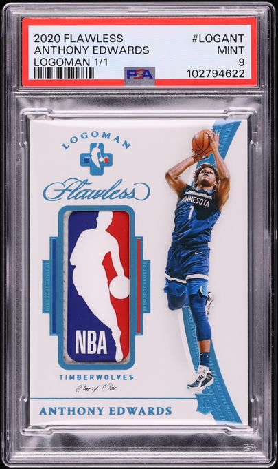2020 Panini Flawless Anthony Edwards ROOKIE NBA LOGOMAN PATCH JSY # 1/1 #LOG-ANT PSA 9 MINT