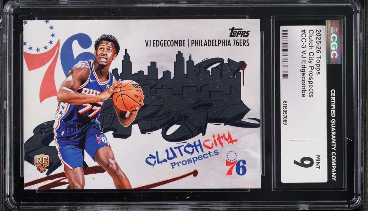 2025 Topps Clutch City Prospects VJ Edgecombe ROOKIE #CC-3 CGC 9 MINT