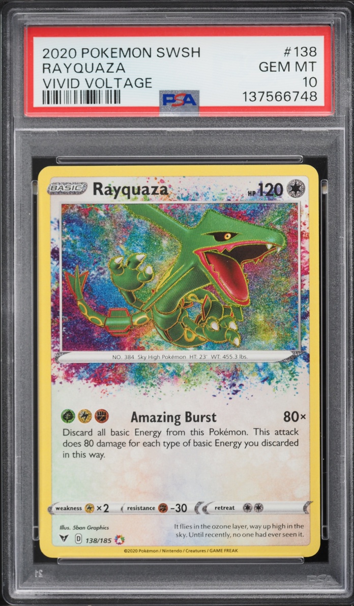 2020 Pokemon Sword & Shield Vivid Voltage Amazing Rare Rayquaza #138 PSA 10 GEM MINT