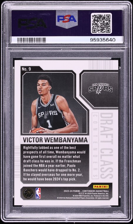 2023 Panini Contenders Draft Class Victor Wembanyama ROOKIE #9 PSA 10 GEM MINT