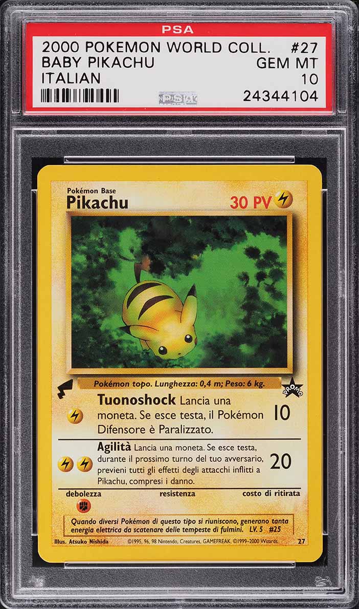 2000 Pokemon Italian World Collection Baby Pikachu #27 PSA 10 GEM MINT