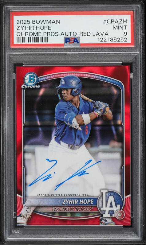 2025 Bowman Chrome Red Xfractor Zyhir Hope PROSPECT AUTO DNA 10 /5